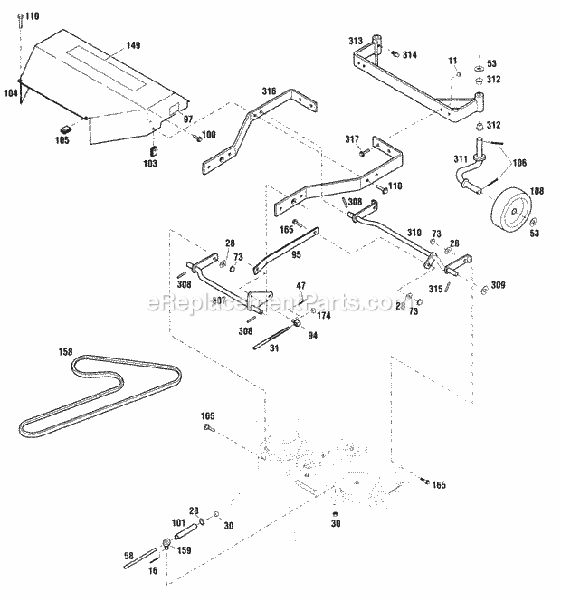 Front Frame Assembly Diagram and Parts List for 833E 12AE750-100 Cub Cadet Lawn Mower